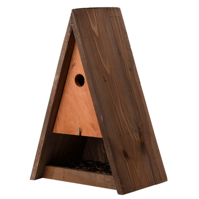 Casita Triangular para Pajaros con Comedero